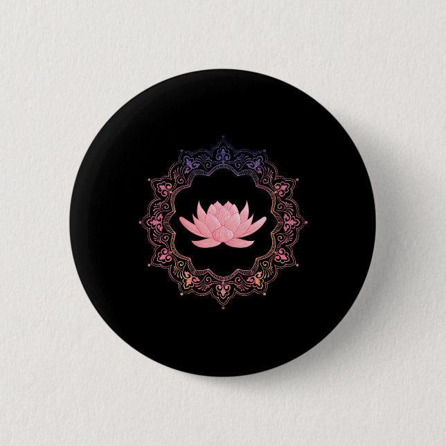 Lotus Mandala Cirkel Andlig Yoga  Knapp (Framsida)