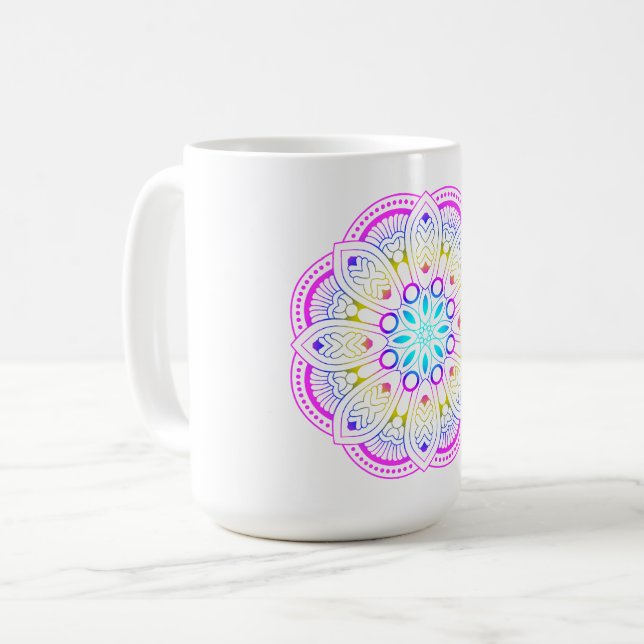 Lotus Mandala Design Kaffemugg (Framsida vänster)