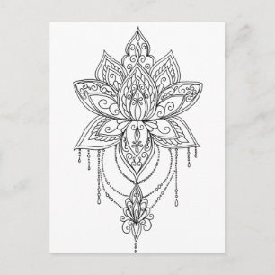 Lotus Mandala Färg din egen Vykort