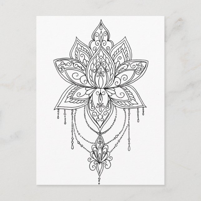Lotus Mandala Färg din egen Vykort (Framsida)