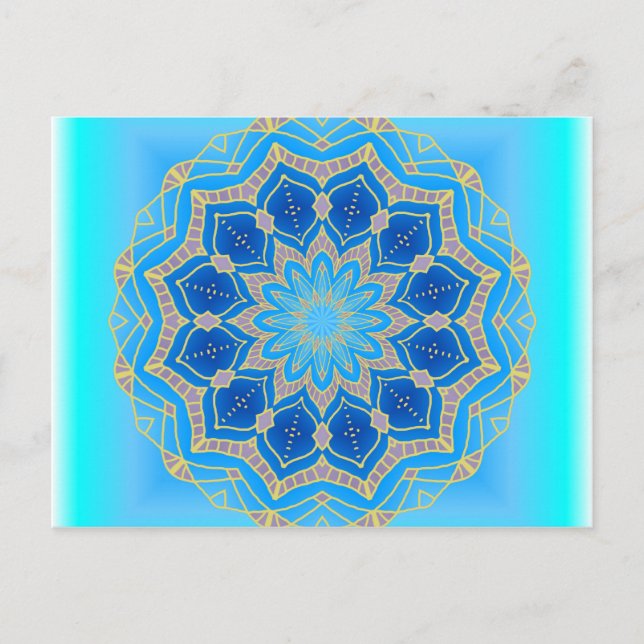 Lotus mandala in turkos and blue vykort (Framsida)