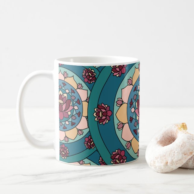 Lotus Mandala Lotusblomma Blommig Kaffemugg (Med munk)