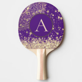 Lotus Mandala Monogram Guld Stars Glitter Pingisracket