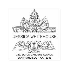 Lotus Mandala Namn Returadress Självfärgande Stämpel
