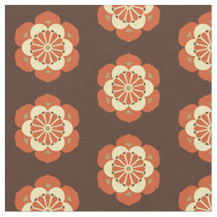 Lotus Mandala Print, Brown, Rust och Gult Tyg
