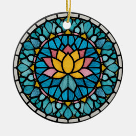 Lotus Mandala Stained Glass Julgransprydnad Keramik