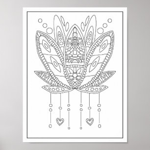Lotus Mandala Vuxen Coloring Poster