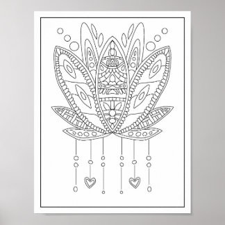 Lotus Mandala Vuxen Coloring Poster