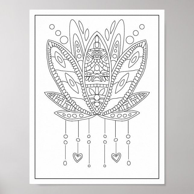 Lotus Mandala Vuxen Coloring Poster (Framsidan)