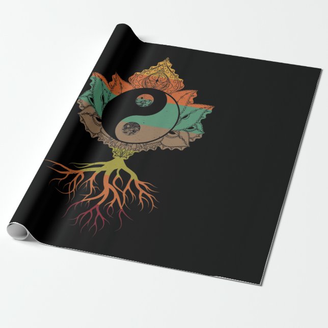 Lotus Mandala Yin Yang Helig Geometry Andlig Presentpapper (Utrullad)