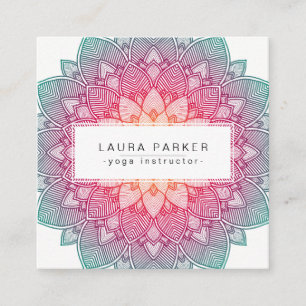 Lotus Mandala Yoga Instructor Meditation Holistic Fyrkantigt Visitkort