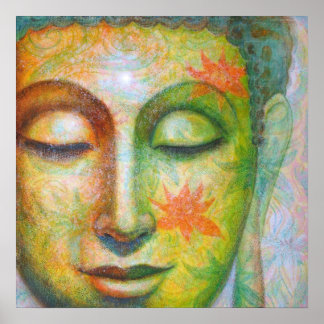 Lotus Meditation Buddha andlig art poster utskrift