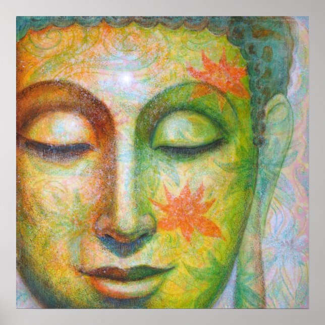 Lotus Meditation Buddha andlig art poster utskrift (Framsidan)