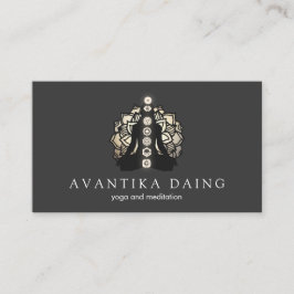 Lotus Meditation Pose med Chakras Yoga Instructor Visitkort