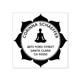 Lotus Meditation Rund Returadress Gummistämpel Stämpel