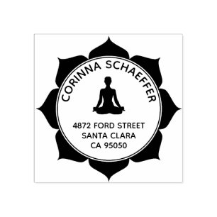 Lotus Meditation Rund Returadress Gummistämpel Stämpel