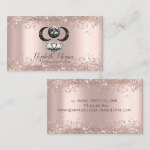 Lotus Moon Rose Guld Glitterdamm Yoga Visitkort