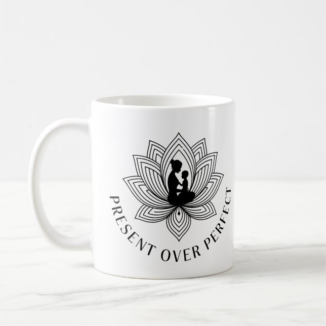 Lotus Mor Barn Nutid Mantra Konst Kaffemugg (Vänster)