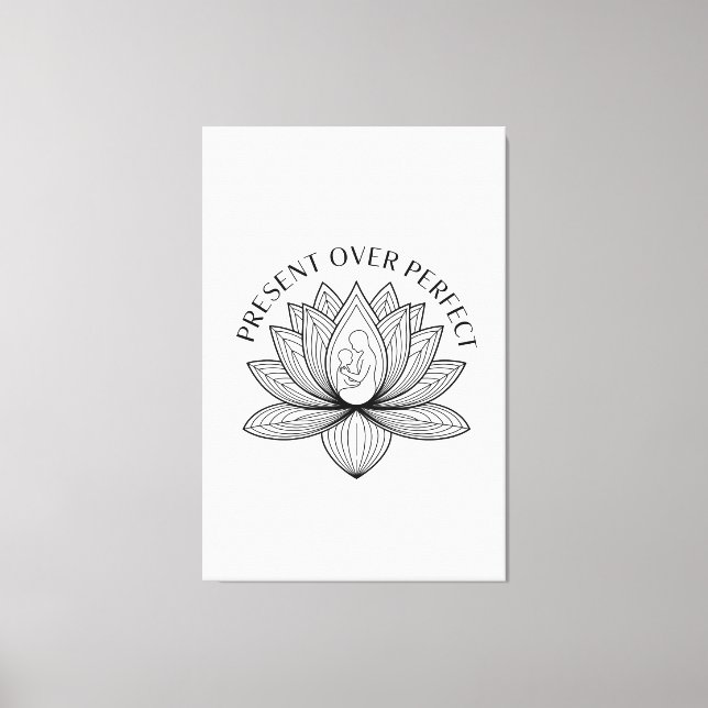 Lotus Mother Child Present Mantra Art Canvastryck (Framsida)