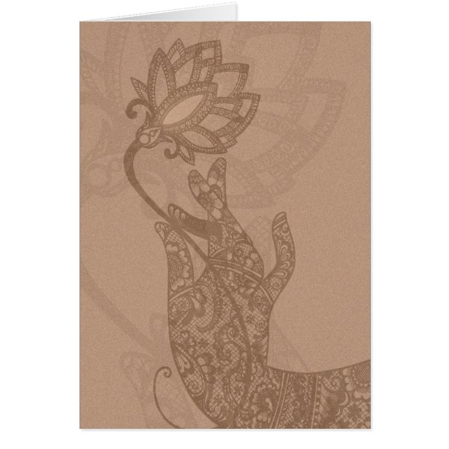 Lotus Mudra Mehndi Card (tomt för tillfälle) OBS Kort (Framsidan)