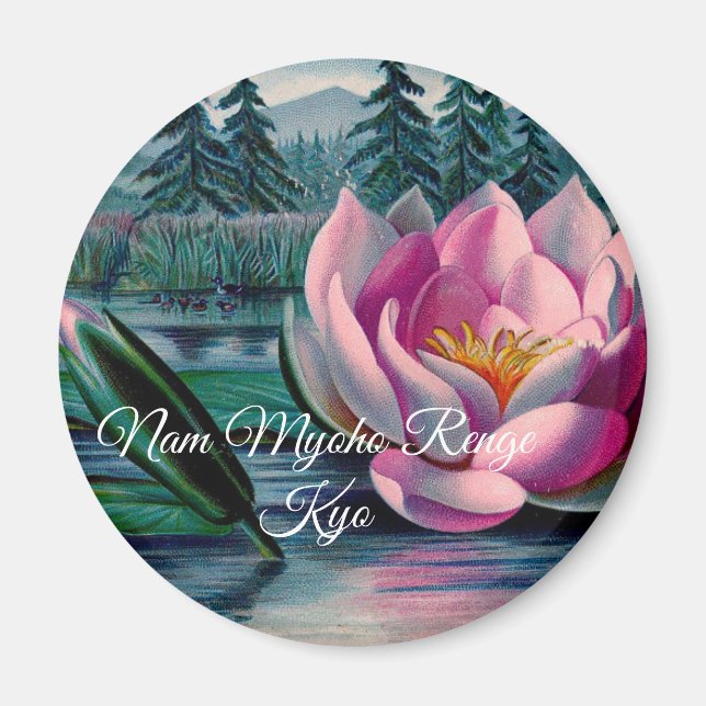 Lotus Nam Myoho Renge Kyo Buddhist Magnet (Framsidan)