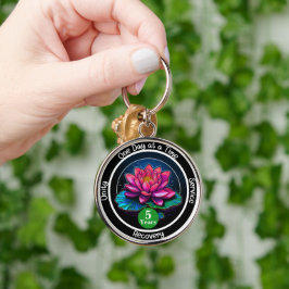 Lotus Nykterhetschip | Specialtillverkad 12-stegs  Rund Silverfärgad Nyckelring