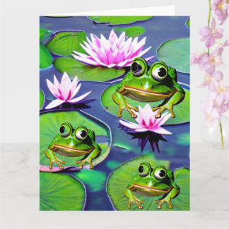 Lotus Och Lily Pad Grodor Kort