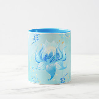 Lotus of Calm Waters – Teal Floral Artwork Mugg