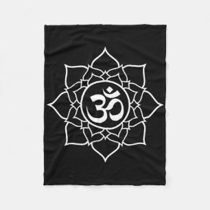 Lotus Ohm Om Symbol Yoga Nybörjare Meditation Desi Fleecefilt