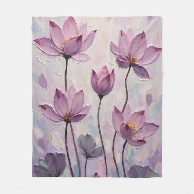 Lotus – Oljemålning Fleecefilt (Framsidan)