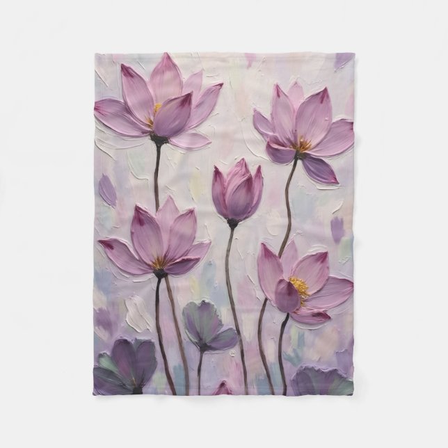 Lotus – Oljemålning Fleecefilt (Framsidan)