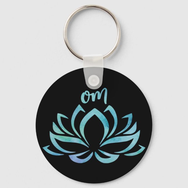 Lotus Om Blue Keychain Nyckelring (Framsida)
