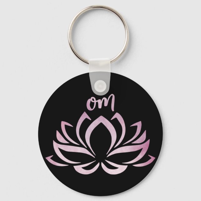 Lotus Om Rosa Keychain Nyckelring (Framsida)