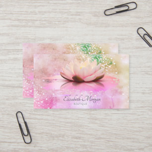 Lotus penseldrag diamanter rosa holografisk visitkort