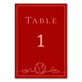 Lotus Personlig Bröllop Bordsnummer Card