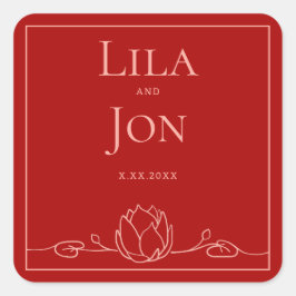 Lotus Personlig Wedding Stickers Fyrkantigt Klistermärke