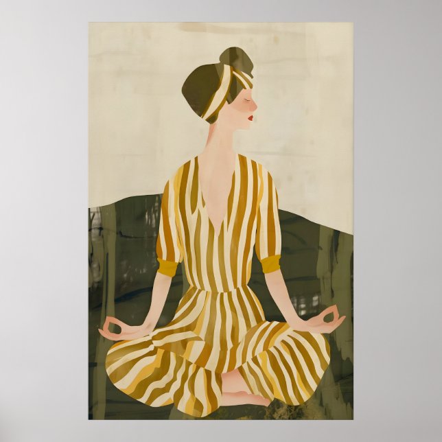Lotus Pose Affisch - Meditativt Utskrift för Henne (Framsidan)