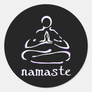 Lotus Pose Namaste Yoga Mediation Runt Klistermärke