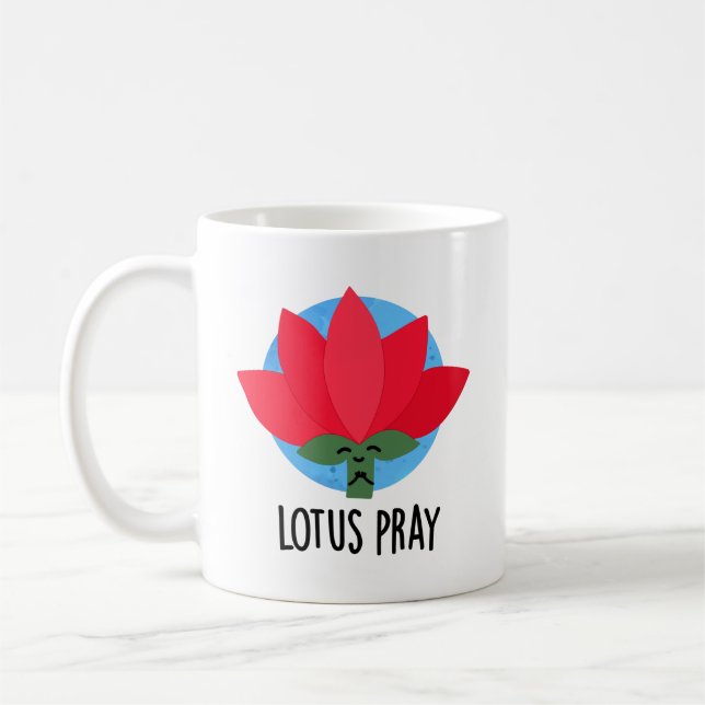 Lotus Pray Funny Plant Pun Kaffemugg (Vänster)