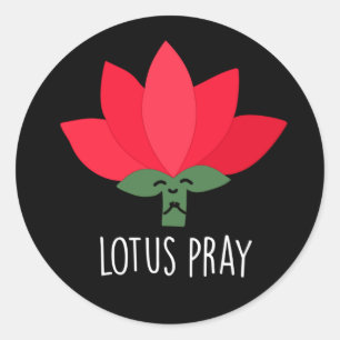 Lotus Pray Funny Plant Pun Mörk BG Runt Klistermärke