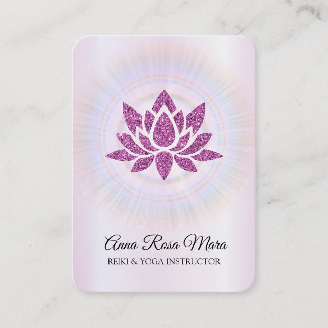 *~* Lotus Rays Reiki Energy Healing MAGENTA  Visitkort (Framsida)