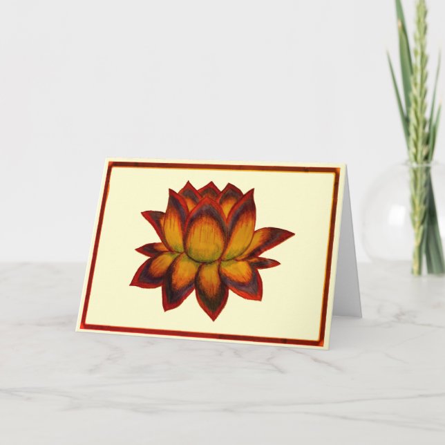 Lotus Red Tones Card Kort (Framsida)
