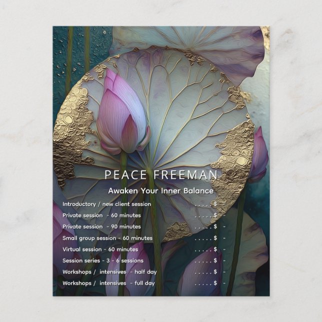 Lotus Reverie | Lotusblomsdesign Flygblad (Framsidan)