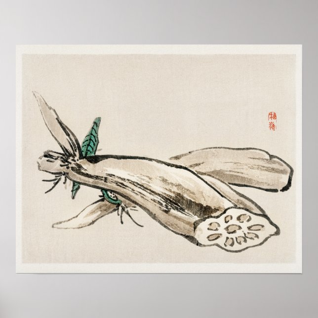 Lotus Root by Kōno Bairei (1844-1895) Poster (Framsidan)