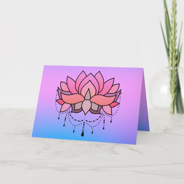Lotus Rosa Blue Tranquil Motivational på födelseda Kort (Framsida)