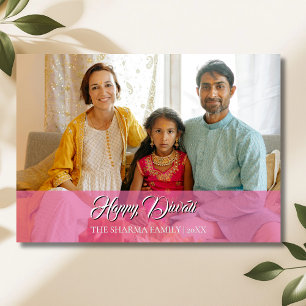 Lotus Rosa Elegant Foto Glad Diwali Julkort