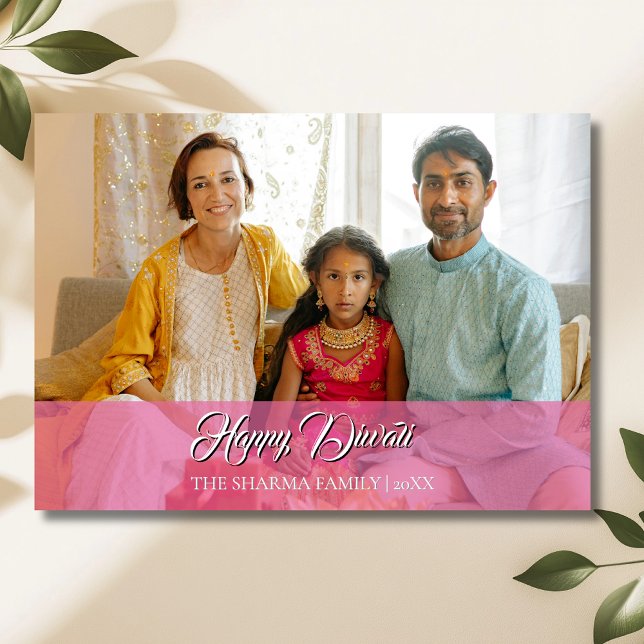 Lotus Rosa Elegant Foto Glad Diwali Julkort (Skapare uppladdad)