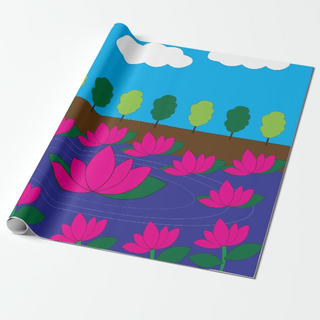 Lotus Rosa Lotus Flower Presentpapper (Utrullad)