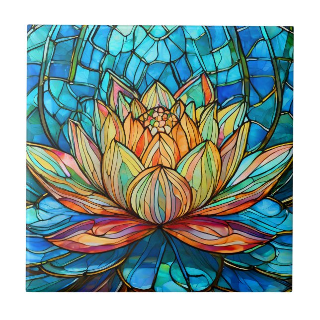 Lotus rosa nedfläckad glass kakelplatta (Framsidan)