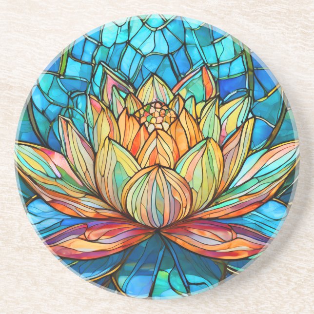 Lotus rosa nedfläckad glass underlägg (Framsidan)